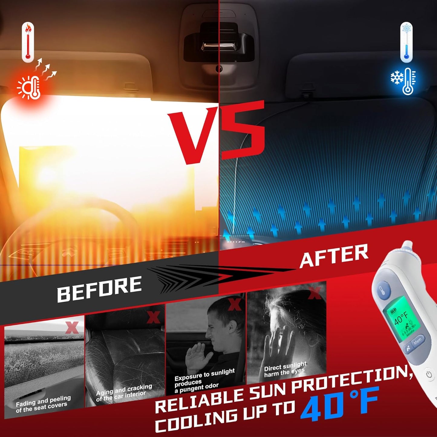 Windshield Sun Shade for 2016-2021 Hyun-dai Tucson Foldable Sun Sunshade for Car Front Window Blocks UV Rays and Heat Automotive Interior Protector Custom Fit Accessories