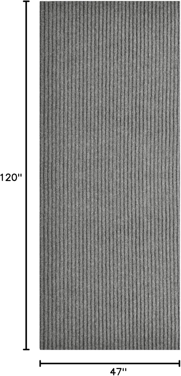 iCustomRug Spartan Weather Warrior Duty Indoor/Outdoor Utility Ribbed in 3ft,4ft,6ft Widths 70 Custom Sizes with Natural Non-Slip Rubber Backing 4'X10' in Grey