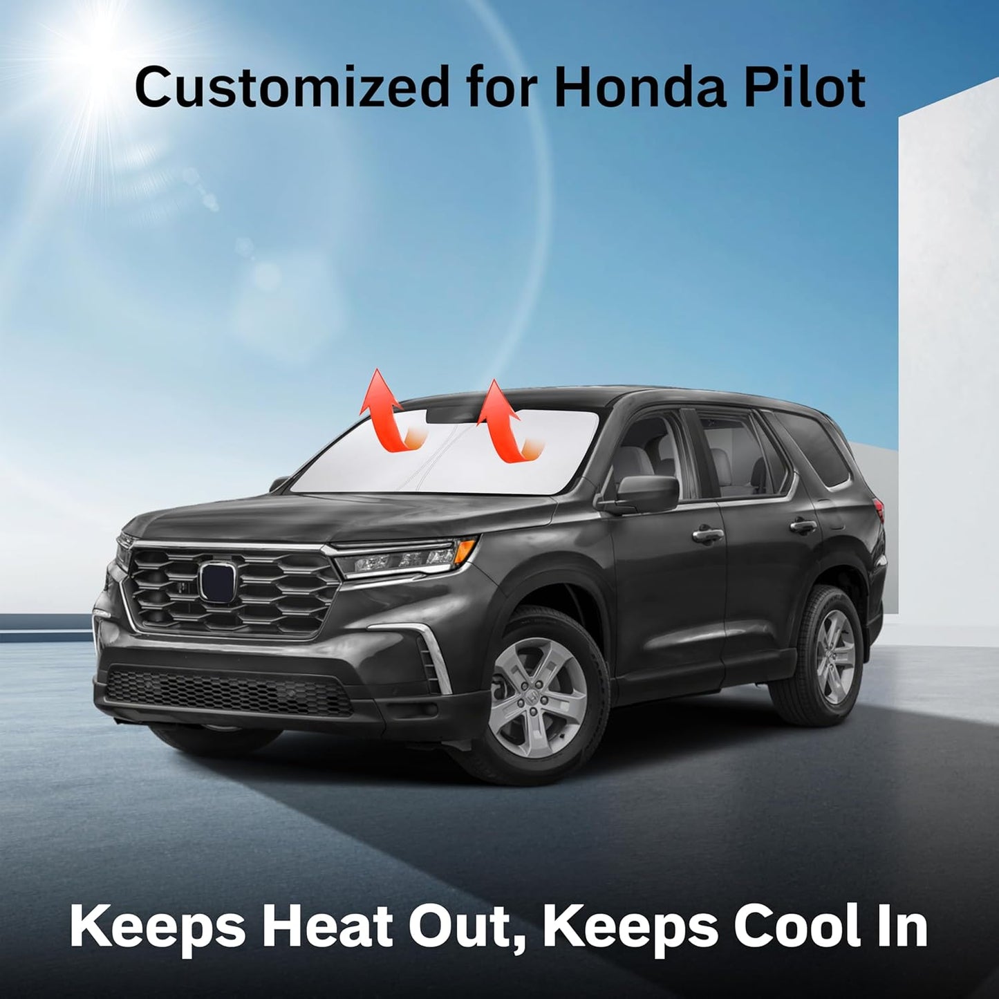 for Honda Pilot 2016-2024 2025- EcoNour Car Windshield Sunshade -240T Polyester Material Car Sun Visor -Reflector Blocks UV Rays - Foldable Sunshade Interior Protection Honda Pilot Accessories
