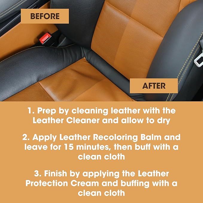 Furniture Clinic Leather Complete Restoration Kit | with Leather Recoloring Balm, Cleaner, 2-in-1 Protection Cream & Conditioner, Sponge, and Cloth | Repair Kit for Furniture (Navy Blue)