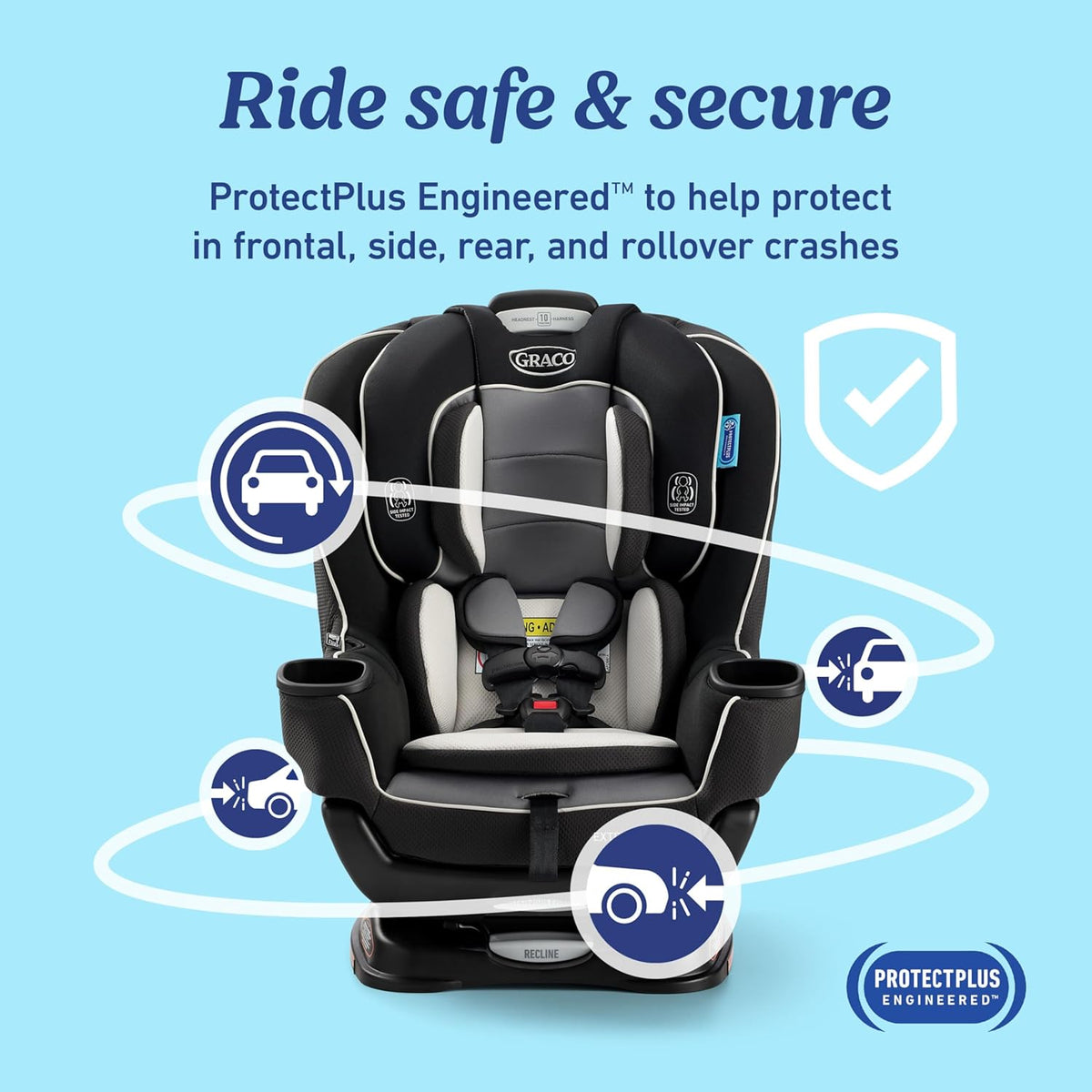Graco Extend2Fit Convertible Baby Car Seat, Rear and Forward Facing, Adjustable Extension Panel for Extra Legroom, Kenzie
