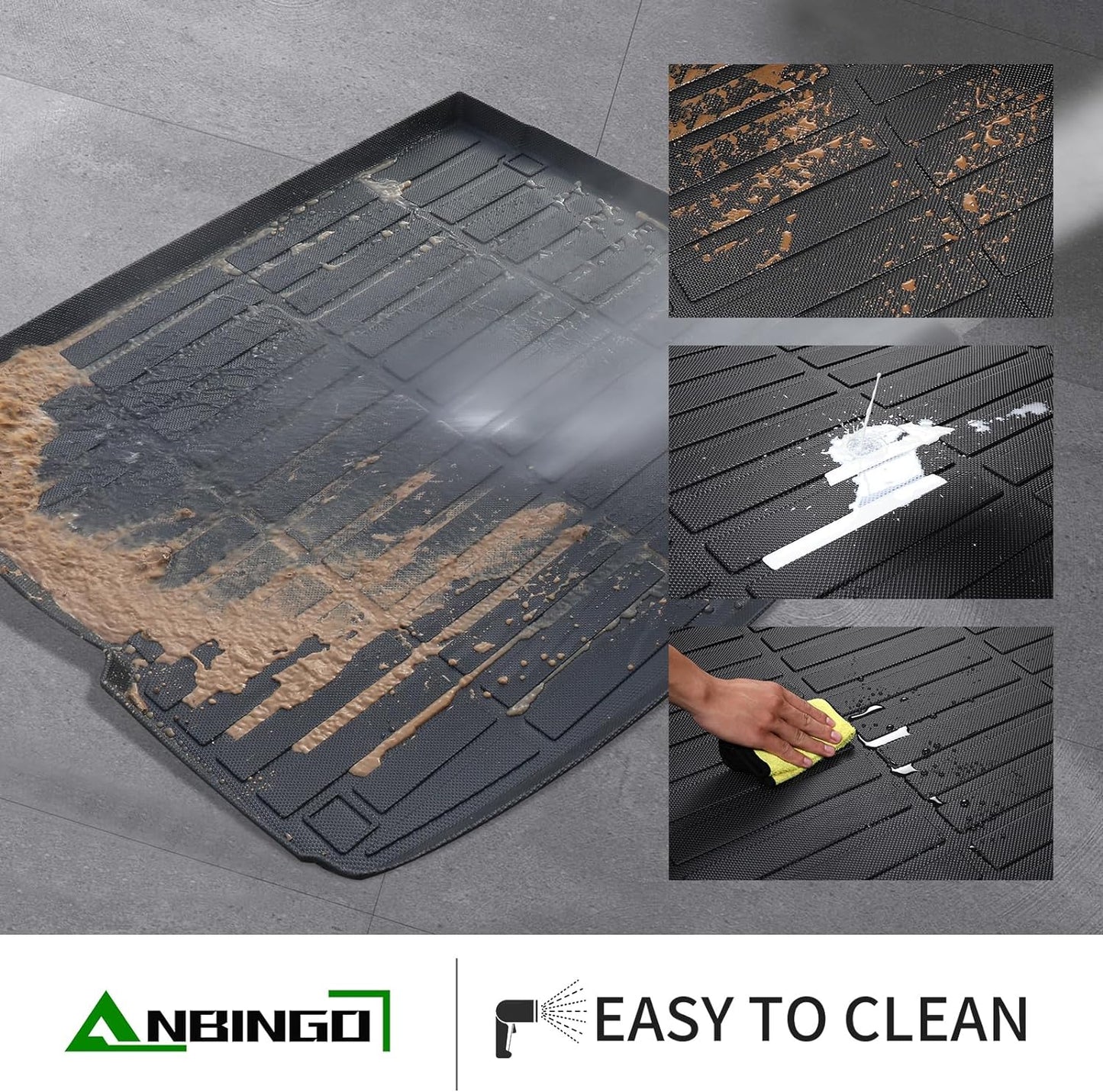 ANBINGO®-Floor Mats for Nissan Rogue Sport 2017-2022 (Only for Cargo Tray Highest Position) All Weather Rogue Sport Floor Liners Set Accessories Black (Trunk Mat+Floor Mats)