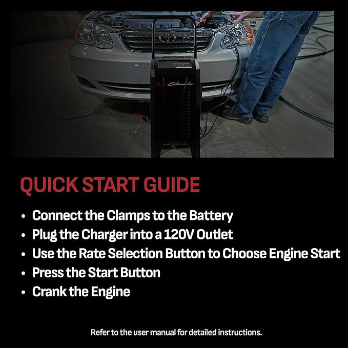 Schumacher Electric Wheeled Battery Charger and Engine Starter, SC1353, 6-in-1, Fully Automatic, with Diagnostics, 200 Cranking Amps, 40 Amp Boost Mode, 6V, 12V, for Car, Truck, and Marine Batteries
