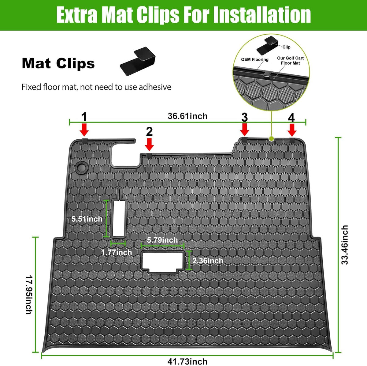 EZGO TXT Golf Cart Full Coverage Floor Liner Mat, fits EZGO TXT (1994+), Valor(1994+), Express S4(2012-2020), Cushman Workhorse, EX1(2020), Thick Anti-Slip Rubber, Black Trim