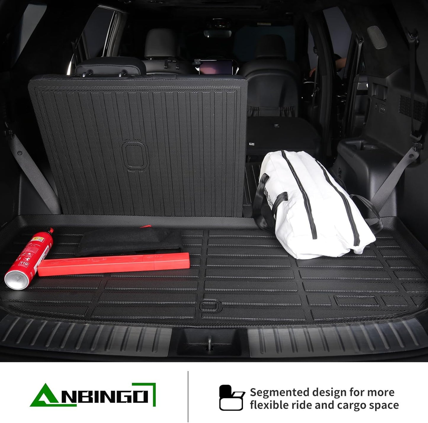 ANBINGO® Floor Mats & SeatBack Cargo Liner | CX90 2024-2025 8 Passenger | 2nd Row with Bench Seat | (60/40 Velcro Tape Fixed Backmats) TPE 3 Rows Waterproof Car Mat