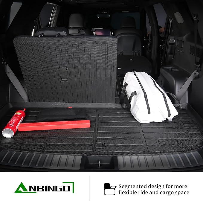 ANBINGO® Floor Mats & SeatBack Cargo Liner | Atlas 2018-2025 7 Passenger | 2nd Row with Bench Seat | (50/50 Velcro Tape Fixed Backseat) TPE 3 Rows Car Mat Waterproof, Accessories