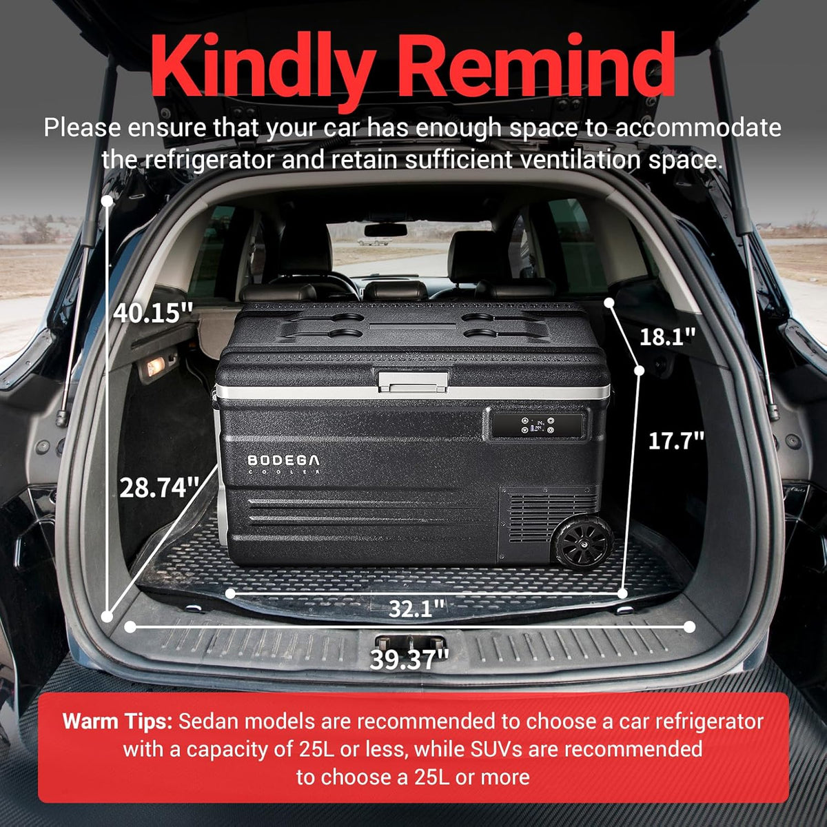 BODEGACOOLER 12 Volt Car Refrigerator,80 Quarts Portable Fridge,75L RV Freezer Single Zone,with APP Control,-4℉-68℉ Car Cooler,12/24V DC & 100-240V AC for Travel, Camping,Outdoor,Truck,SUV