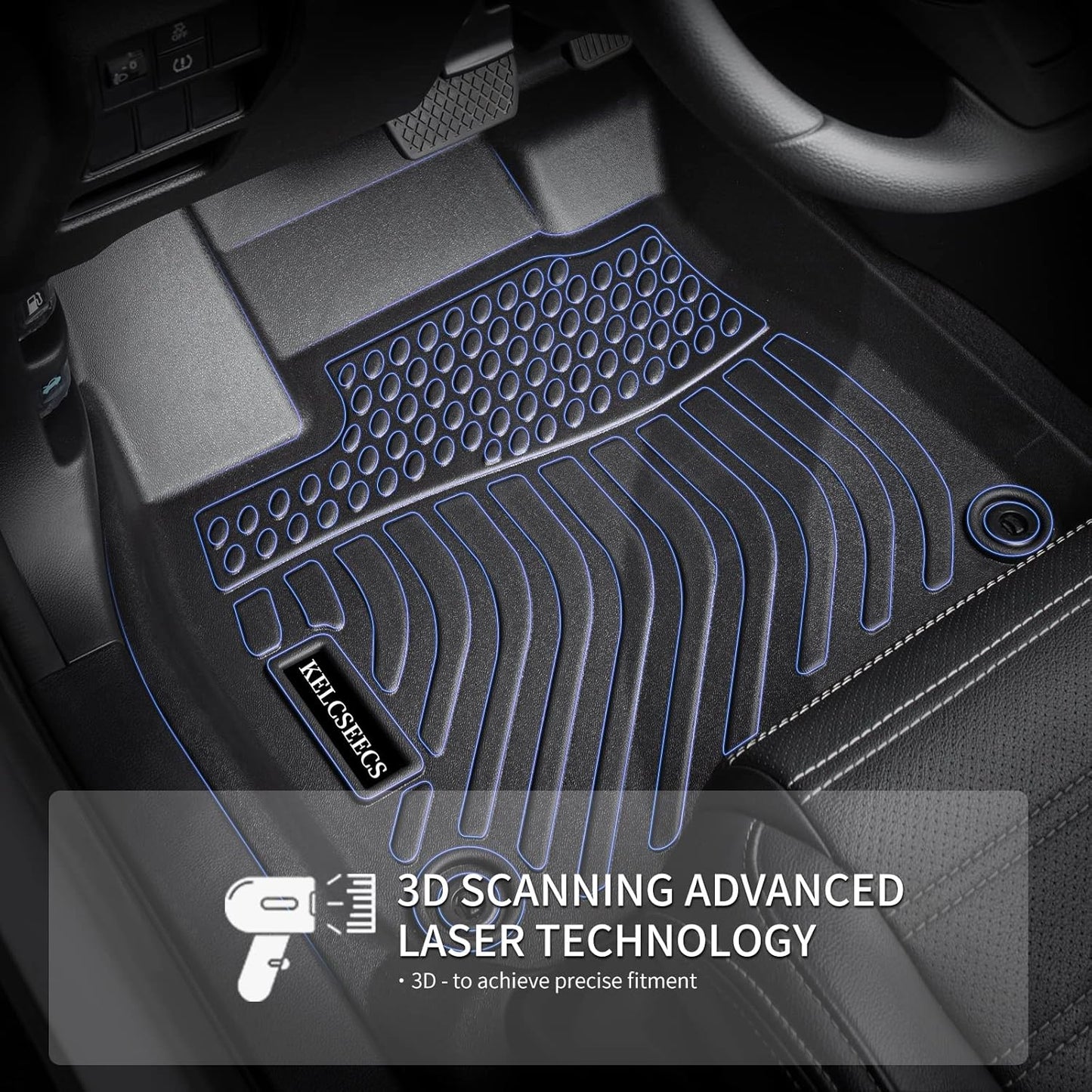 KELCSEECS® Floor Mats Custom for Kia Forte 2024 2023 2022 2021 2020 2019 All-Weather Protection Mats TPE Non-Slip Automotive Floor Liners Front Row and Second Row Full Set Accessories Liners