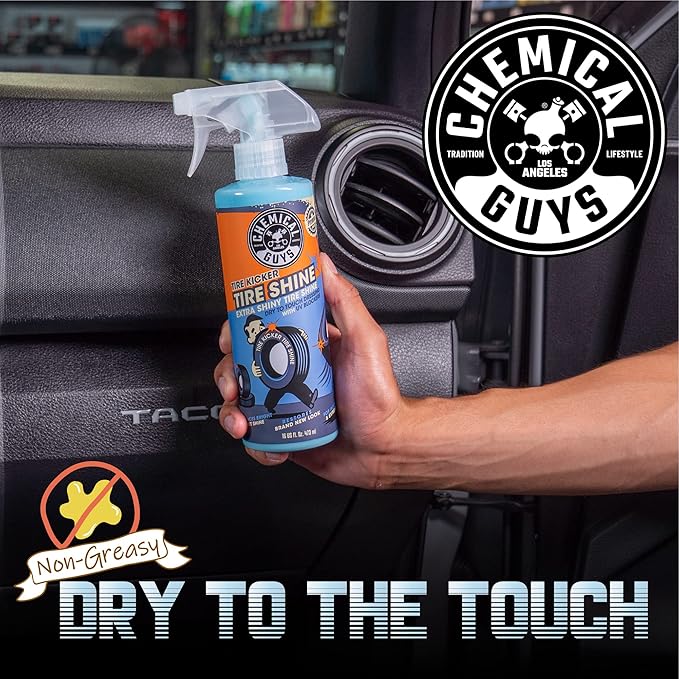 Chemical Guys Tire Kicker Sprayable Extra Glossy Tire Shine (Works on Rubber, Vinyl & Plastic) Safe for Cars, Trucks, Motorcycles, RVs & More, 16 fl oz