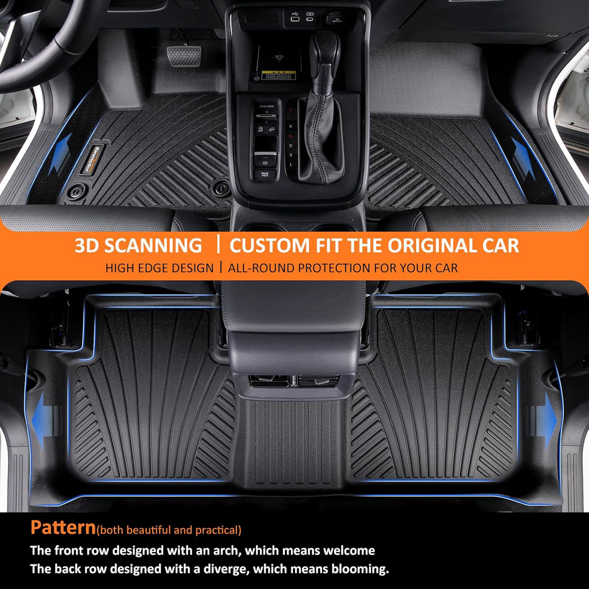 Binmotor-All Weather Floor Mats & Cargo Liner for Dodge Charger RWD 2011-2023/2011-2023 Chrysler 300 RWD, Heavy Duty Floor Liners, Charger Car Trunk Cargo Mat, Trunk Liner 3D Car Mats