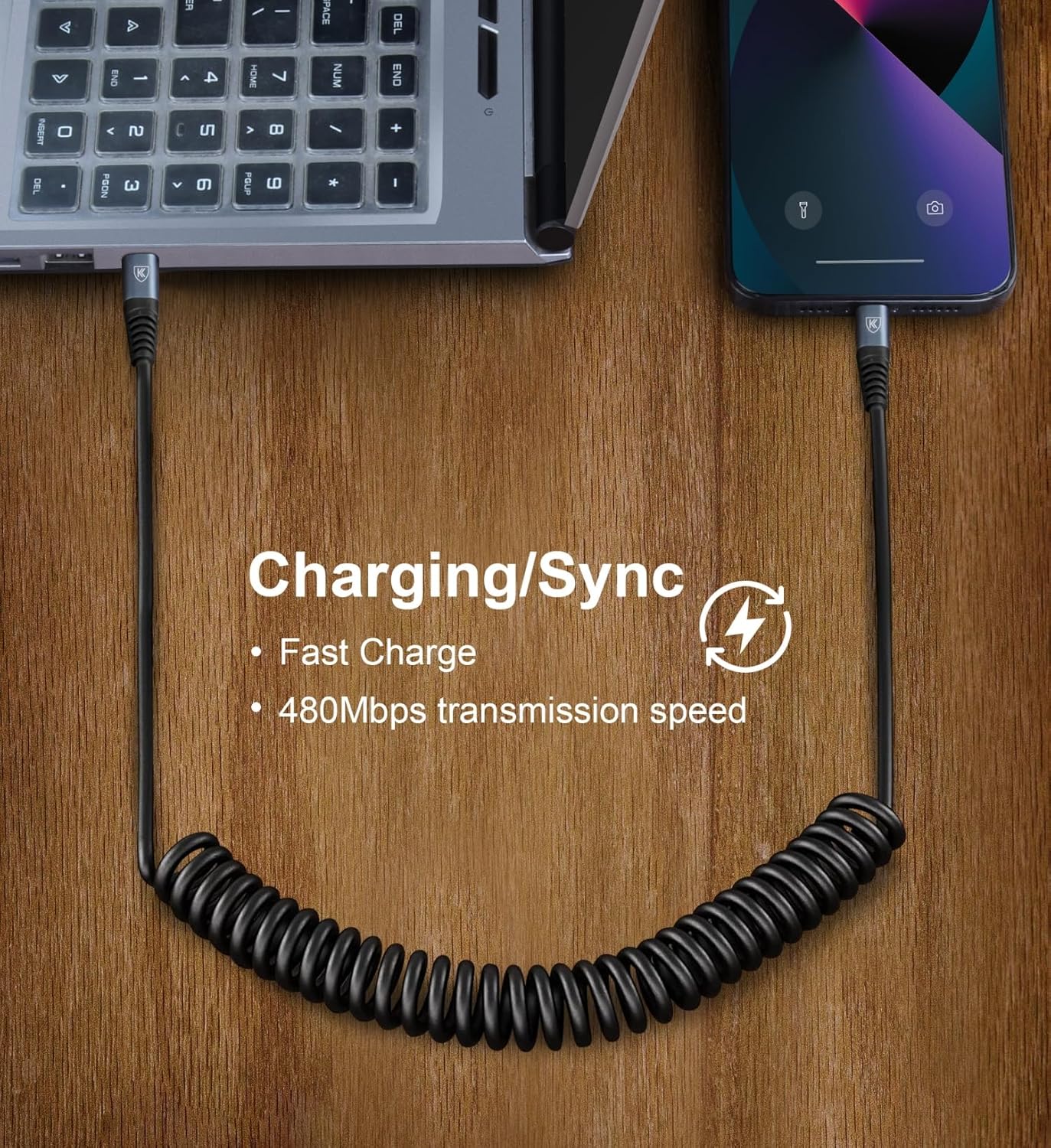 2Pack Coiled USB C to USB C Charger Cable for Car, Type C Fast Charging USBC Charger Cord Compatible with 15/15 Plus/15 Pro/15 Pro Max/Samsung Galaxy S23