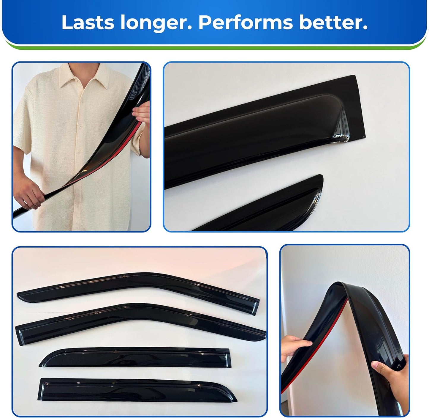 KPY Window Visor Compatible with Honda CR-V 2023-2024 (CRV), 4PC Rain Guard Side Window Vent Deflectors Tape-On Mugen Style, 2023 2024