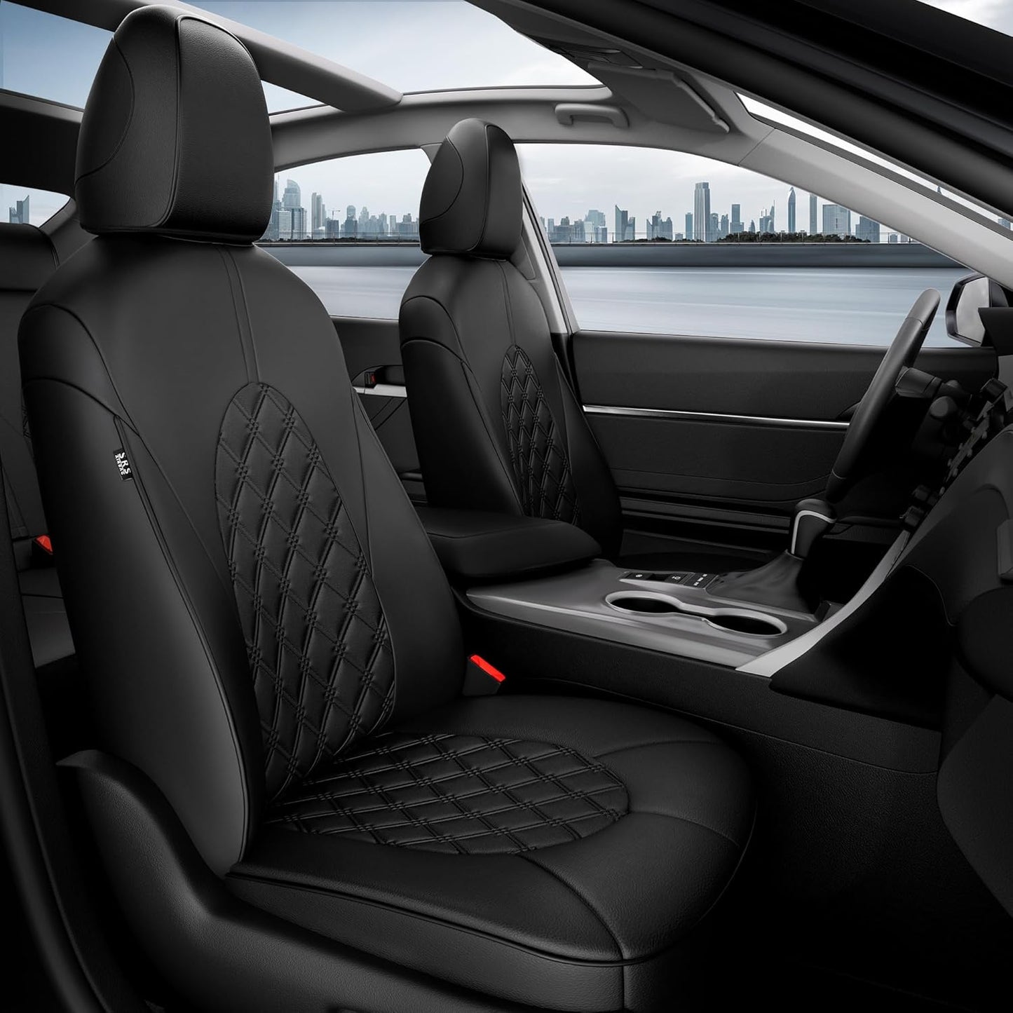 for Toyota Camry Seat Covers Hybrid XLE XSE 2018 2019 2020 2021 2022 2023 2024 - Custom Car Seat Cover Full Set, Waterproof Breathable Cushion Protector, Leather Seat Cover for Cars Black