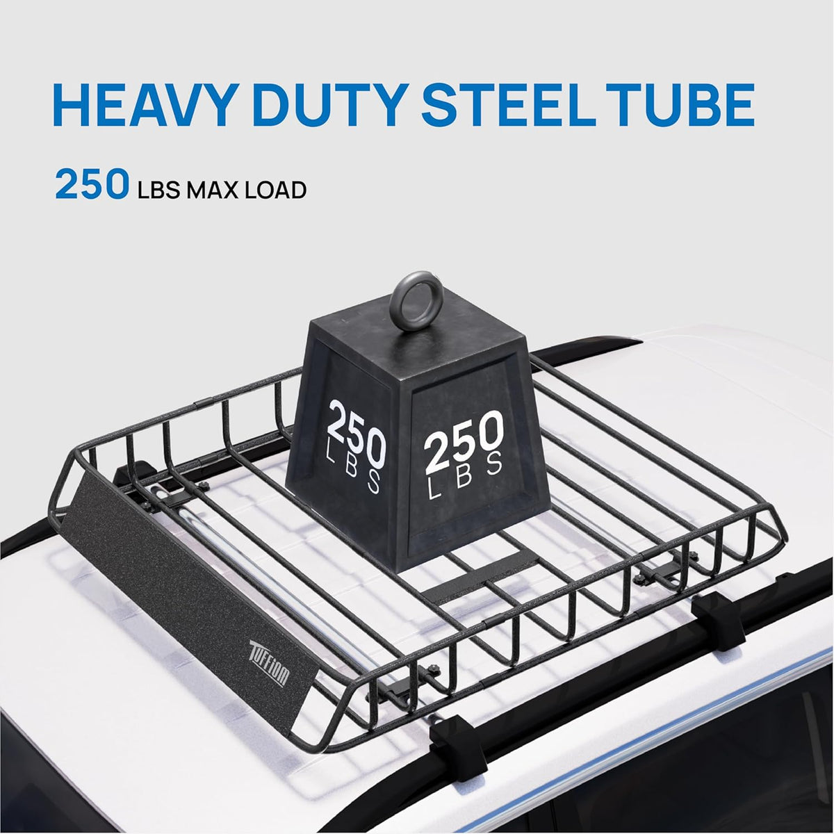 TUFFIOM 46"x 36"x 6" Universal Rooftop Cargo Carrier Basket, Heavy Duty Steel Roof Rack Basket w/4 Straps with Hook, Car Top Rack Luggage Holder Carrier for SUV Car Truck Van