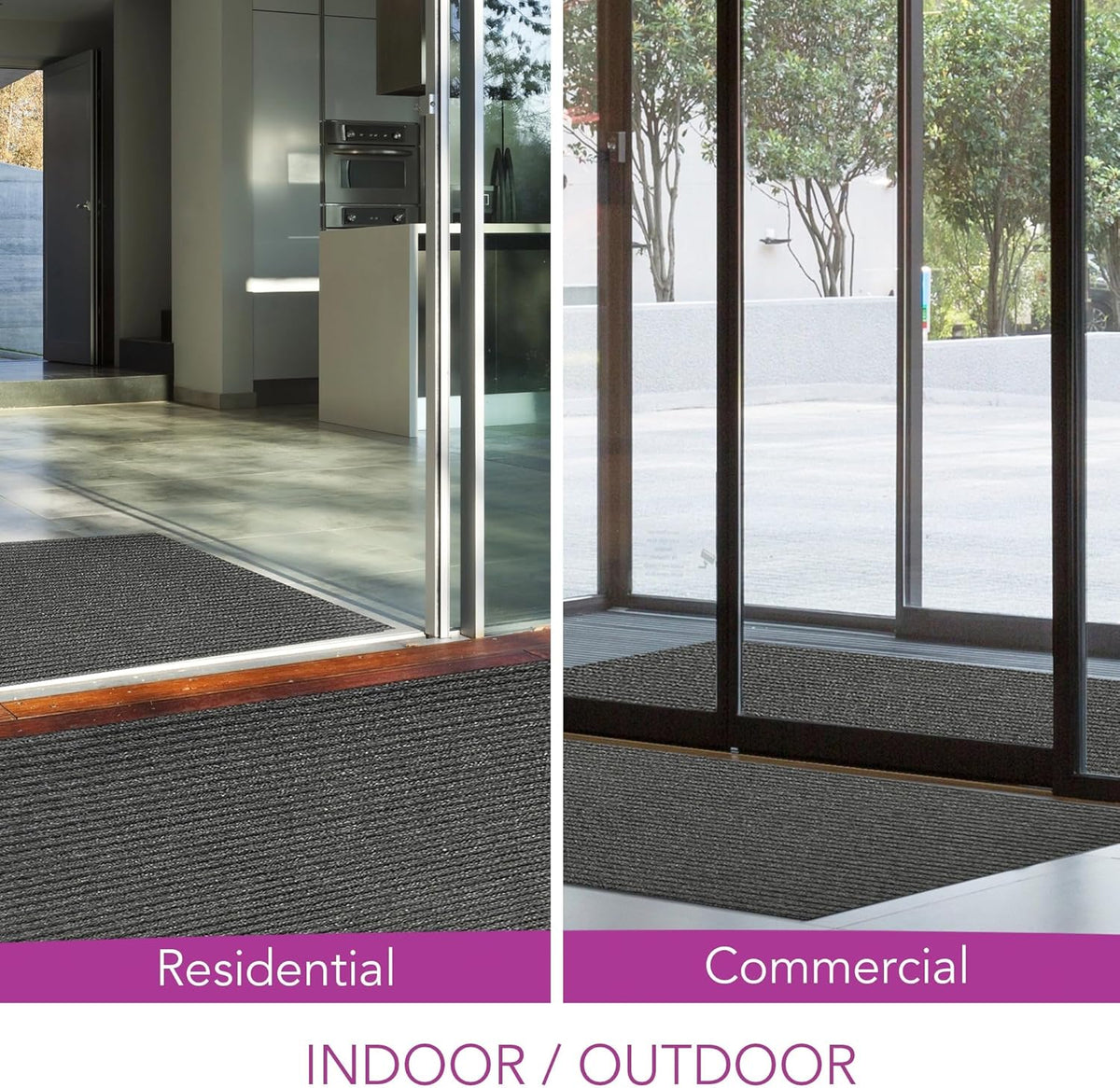 iCustomRug Spartan Weather Warrior Duty Indoor/Outdoor Utility Ribbed in 3ft,4ft,6ft Widths 70 Custom Sizes with Natural Non-Slip Rubber Backing 4'X62' in Charcoal