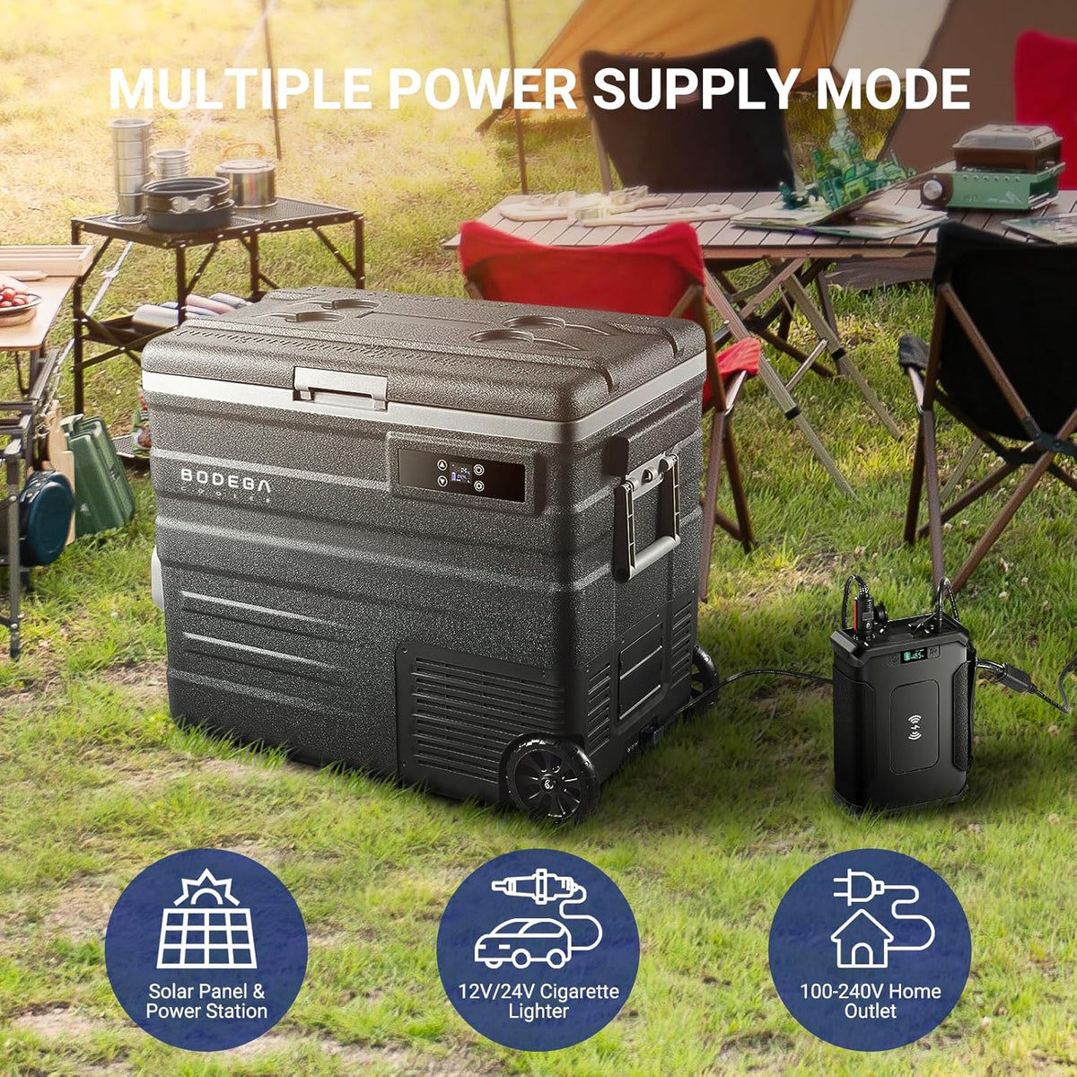 BODEGACOOLER 12 Volt Car Refrigerator,68Quart(65L) Camping Fridge,RV Portable Freezer Single Zone,with APP Control,-4℉-68℉ Car Cooler,12/24V DC and 100-240V AC,for Travel,Truck,Outdoor,Vehicles