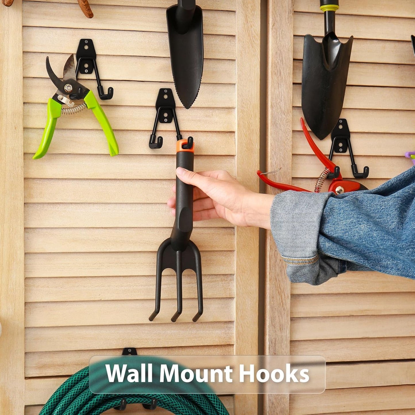 8 Pack 4.5x2.75 Inch Utility Steel Wall Mount Heavy Duty Garage Hooks with Anti-Slip Coating,Storage More Yard,Garden and Power Tools and for Hanging Hose,Ladder and Bike