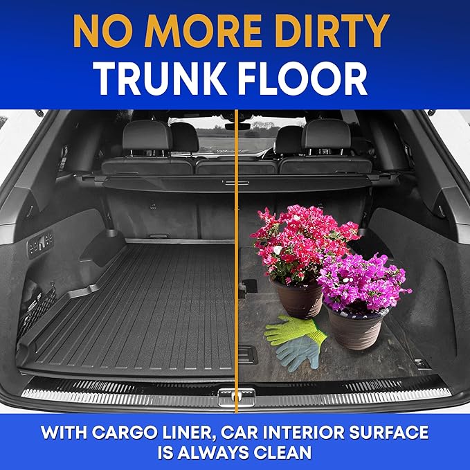 Premium Cargo Liner for Audi Q7 SQ7 2018-2025 - 100% Protection - Custom Fit Car Trunk Mat - Easy-to-Wash & All-Season Black Cargo Mat - 3D Shaped Laser Measured Trunk Liners for Audi Q7 2018-2025.