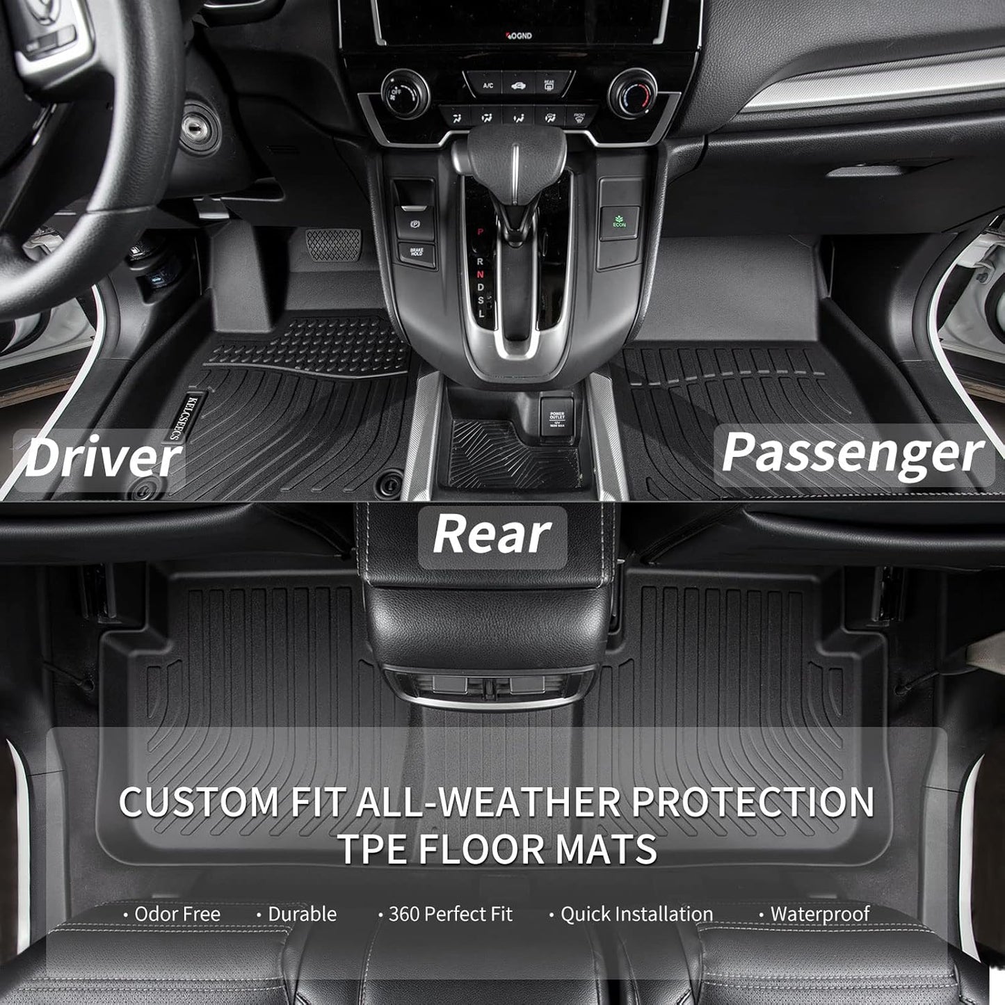 KELCSEECS® Floor Mats Custom for Kia Forte 2024 2023 2022 2021 2020 2019 All-Weather Protection Mats TPE Non-Slip Automotive Floor Liners Front Row and Second Row Full Set Accessories Liners