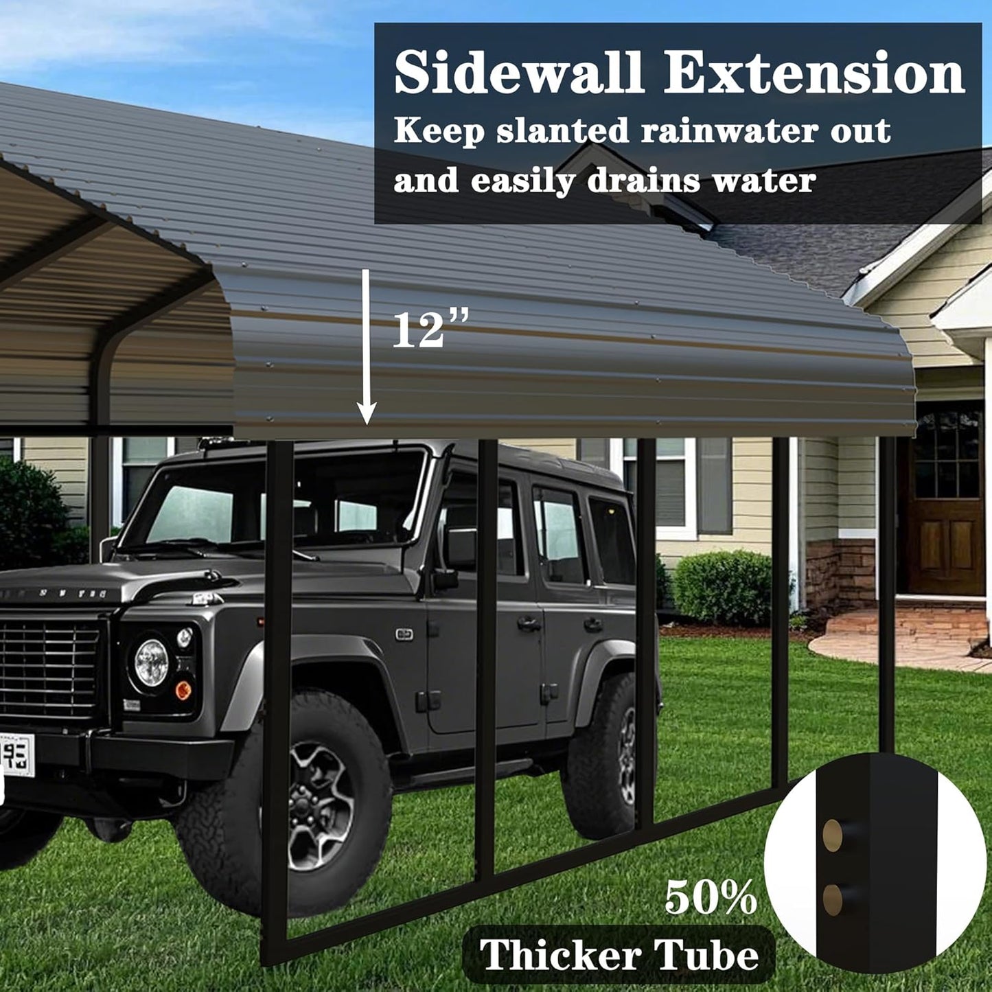 Heavy Duty Metal Carport 20x20 ft Galvanized Steel Carport Shelter for 2 Car Extra Large Canopy for Dual Vehicle, RV Boat Storage All Weather Protection Garage Party Tent (20X20FT)