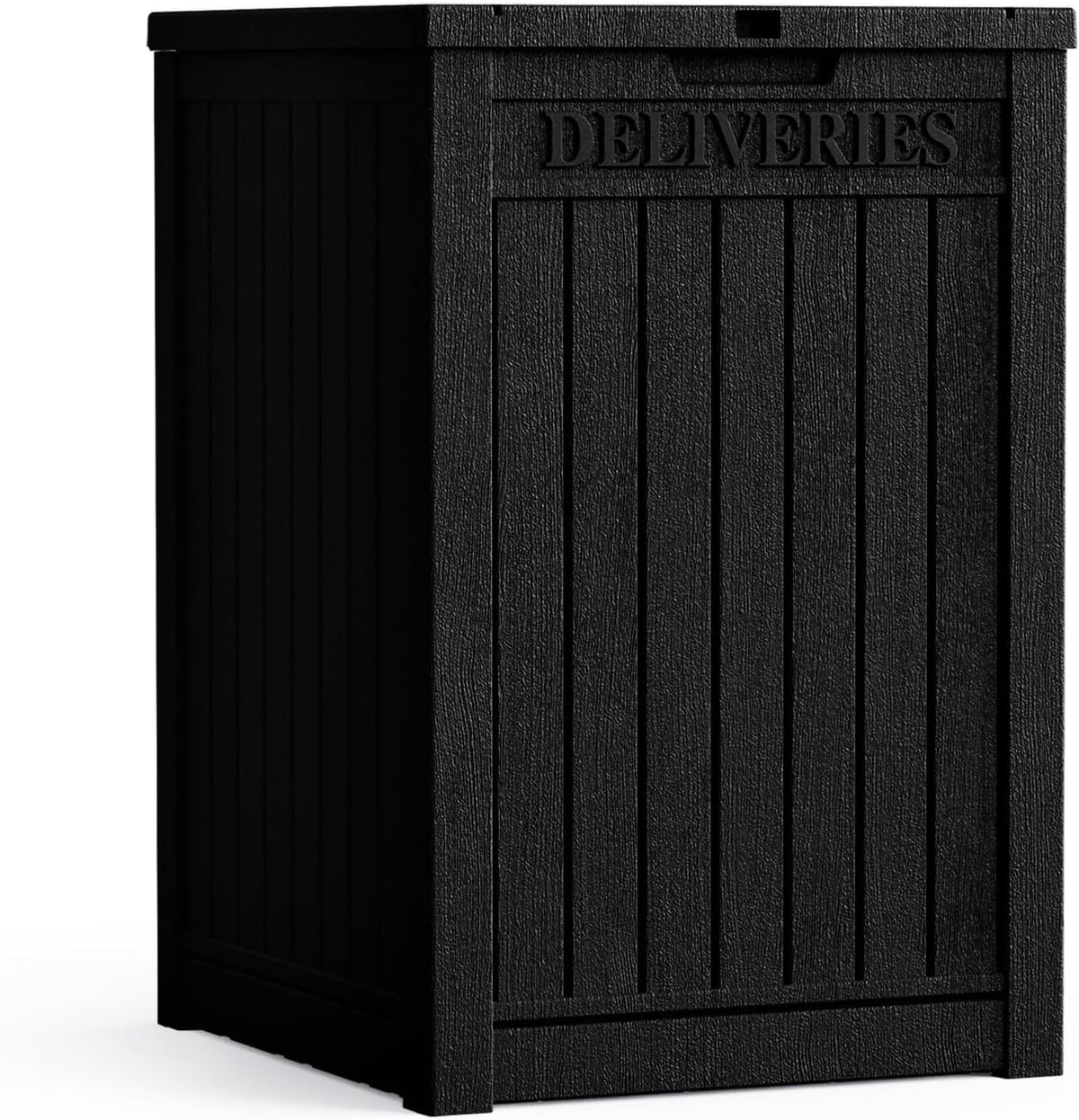 55 Gallon Plus Lockable Resin Deck Box, Waterproof Outdoor Storage Box for Patio Furniture, Garden Tools, Pool Accessories, UV-Resistant Outside Delivery, Black