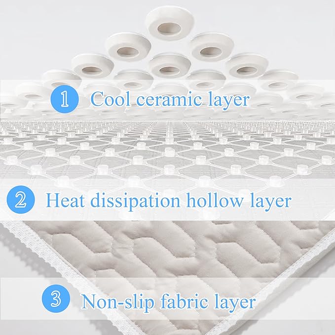 HOMREST Cooling Seat Cushion for Back Pain 17x17 Ceramic Bead Massage Seat Pad for Office Chair, Car, Home Breathable Summer Chair Cushion (Grey)
