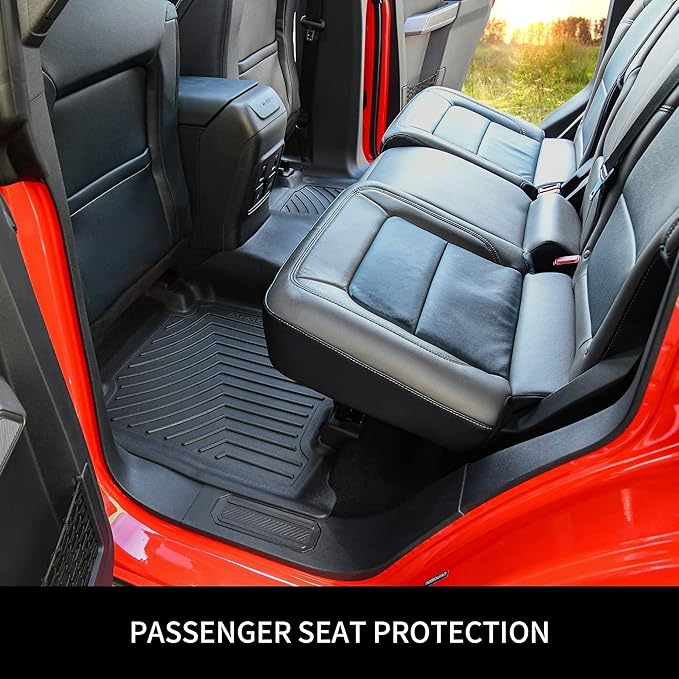 OEDRO Floor Mats Compatible with 2018-2024 Nissan Kicks, Custom Fit Front & 2nd Seat Black TPE All-Weather Guard 2 Row Floor Liner Set