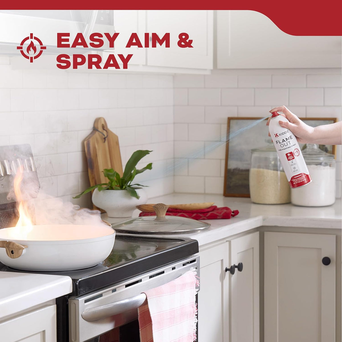 Kidde Flame Out Fire Fighting Spray, 17.6 oz, for Home Use, Kitchens, Dorms, Apartments