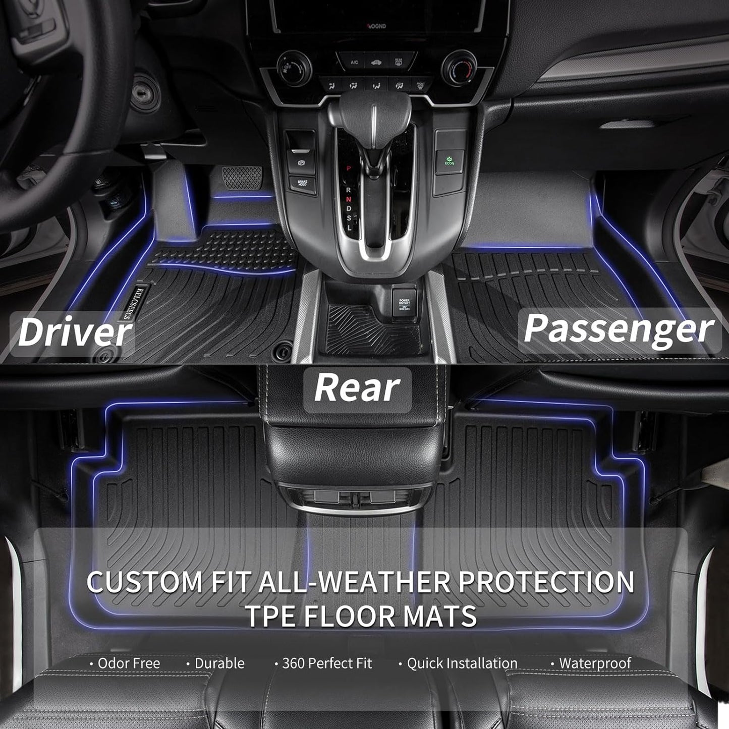 KELCSEECS® Floor Mats & Cargo Liner with Seatback Mats Custom for 2019-2025 Acura RDX All Weather Protection Waterproof TPE Floor Liners Full Set Acura RDX Accessories Black