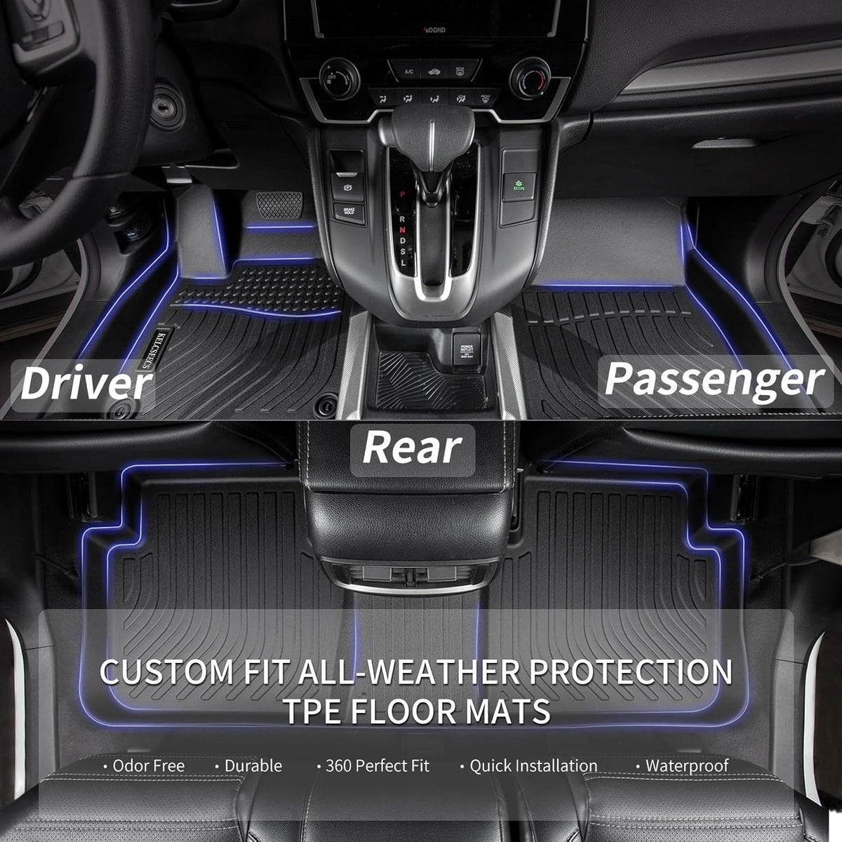 KELCSEECS® Floor Mats & Cargo Liner Custom for 2021-2025 Chevy/Chevrolet Suburban & GMC Yukon XL 8 Seats Bench Seats All Weather Protection TPE Floor Liners Full Set Chevy Suburban Accessories Black
