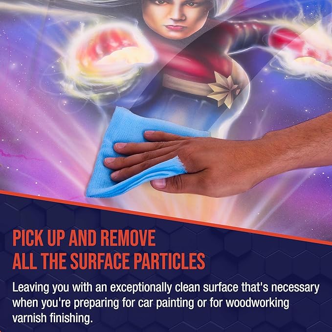 TCP Global - Pure Blue Superior Tack Cloths - Tack Rags (Box of 6) - Automotive Car Painters Professional Grade - Removes Dust, Sanding Particles, Cleans Surfaces - Wax and Silicone Free, Anti-Static