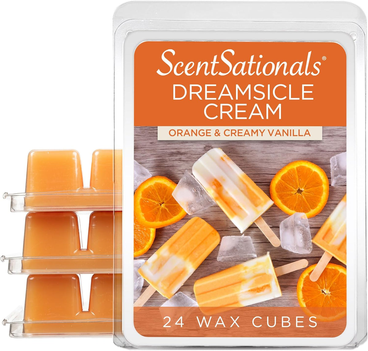 Scentsationals Wax Melts, Wax Cubes Strong Scent - Dreamsicle Cream - Long Lasting Scented Wax Melts for Warmer, 10oz (24-Cubes)