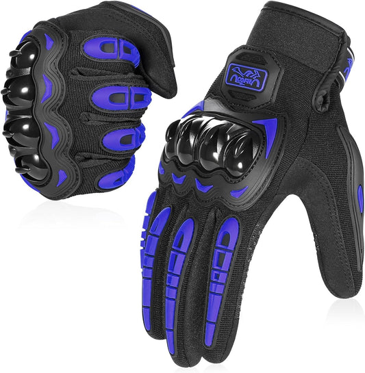 COFIT Motorcycle Gloves Breathable, Touchscreen Motorbike Gloves Anti-Slip with Good Grip Hard Knuckles Protection for Men Women Motocross, BMX ATV MTB Cycling, Road Racing - Blue M