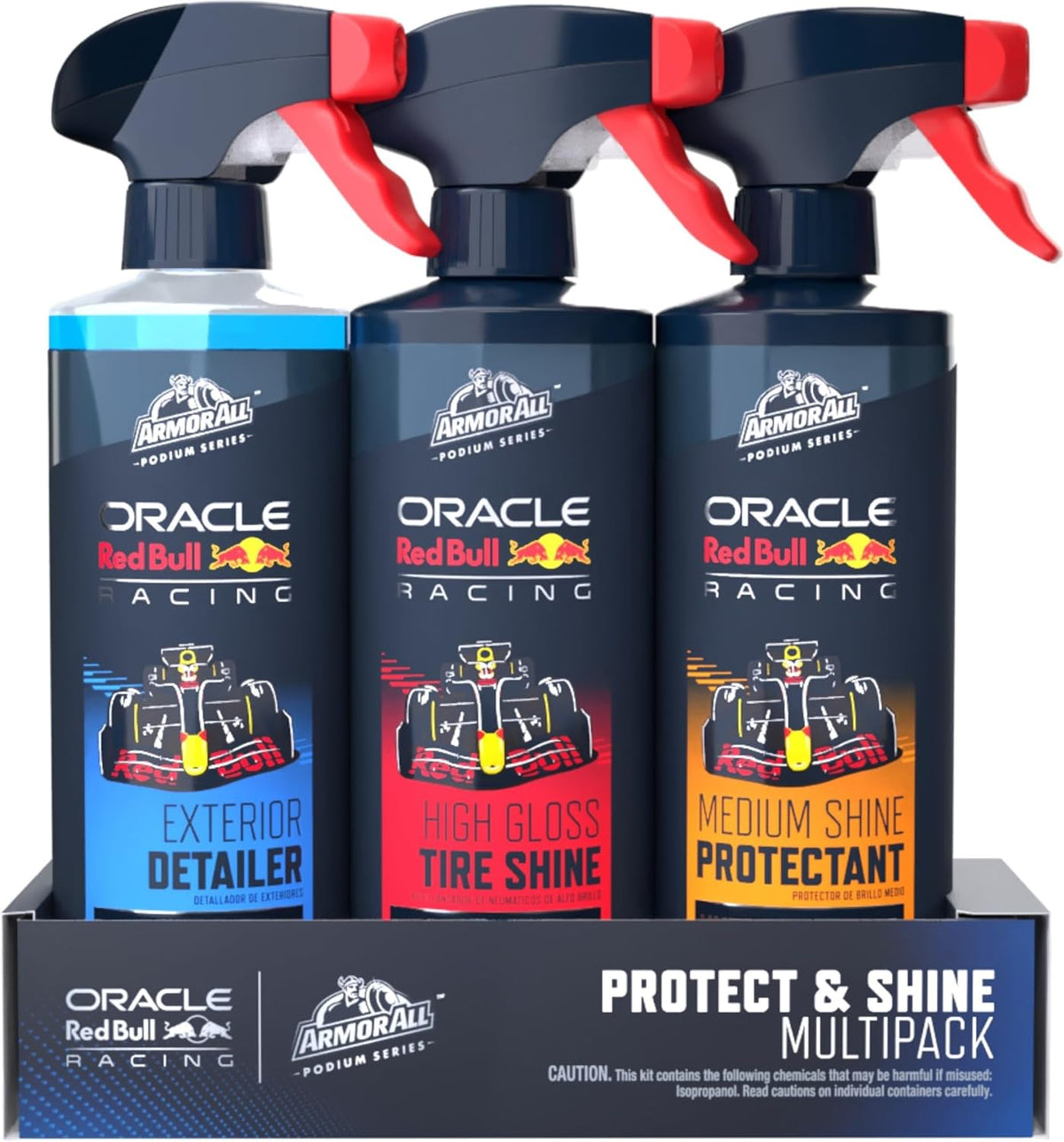 Armor All Podium Series 3-Piece Protect & Shine Car Detailing Kit Developed with Oracle Red Bull Racing, Includes Hybrid Ceramic Exterior Detailer, Tire Shine, and Interior Protectant, 16 fl oz Each