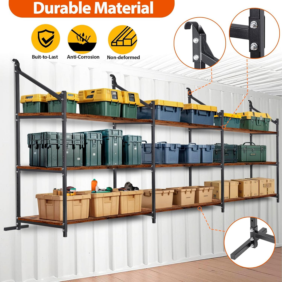 Shipping Container Shelving Storage Bracket 4Pcs Heavy Duty Cargo Shipping Container Shelf Shelving Brackets Universal