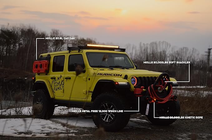 MiolleGear Kinetic Recovery Rope kit (3/4" x20', 6400lbs WLL) Heavy Duty Tow Rope - Includes 2 Soft Shackle for UTV, ATV, Truck, Car, Jeep, Tractor