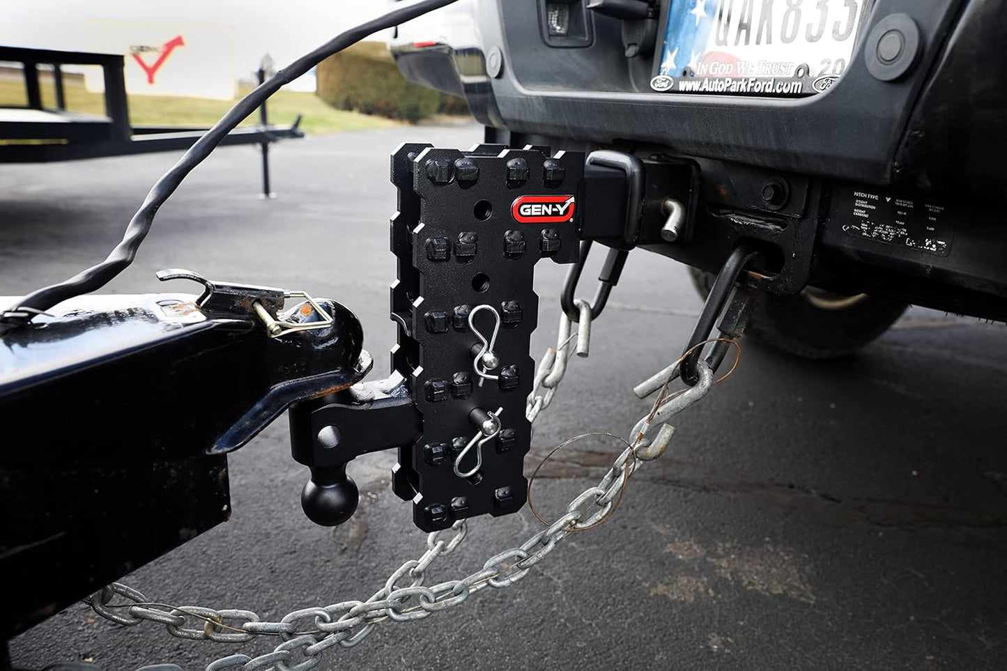 GEN-Y Hitch Solid Shank Adjustable Tow Hitch with Tri-Ball Mount for 2.5" Receiver - 5" Drop - 16,000 LB Towing Capacity - 1,600 LB Tongue Weight - Black