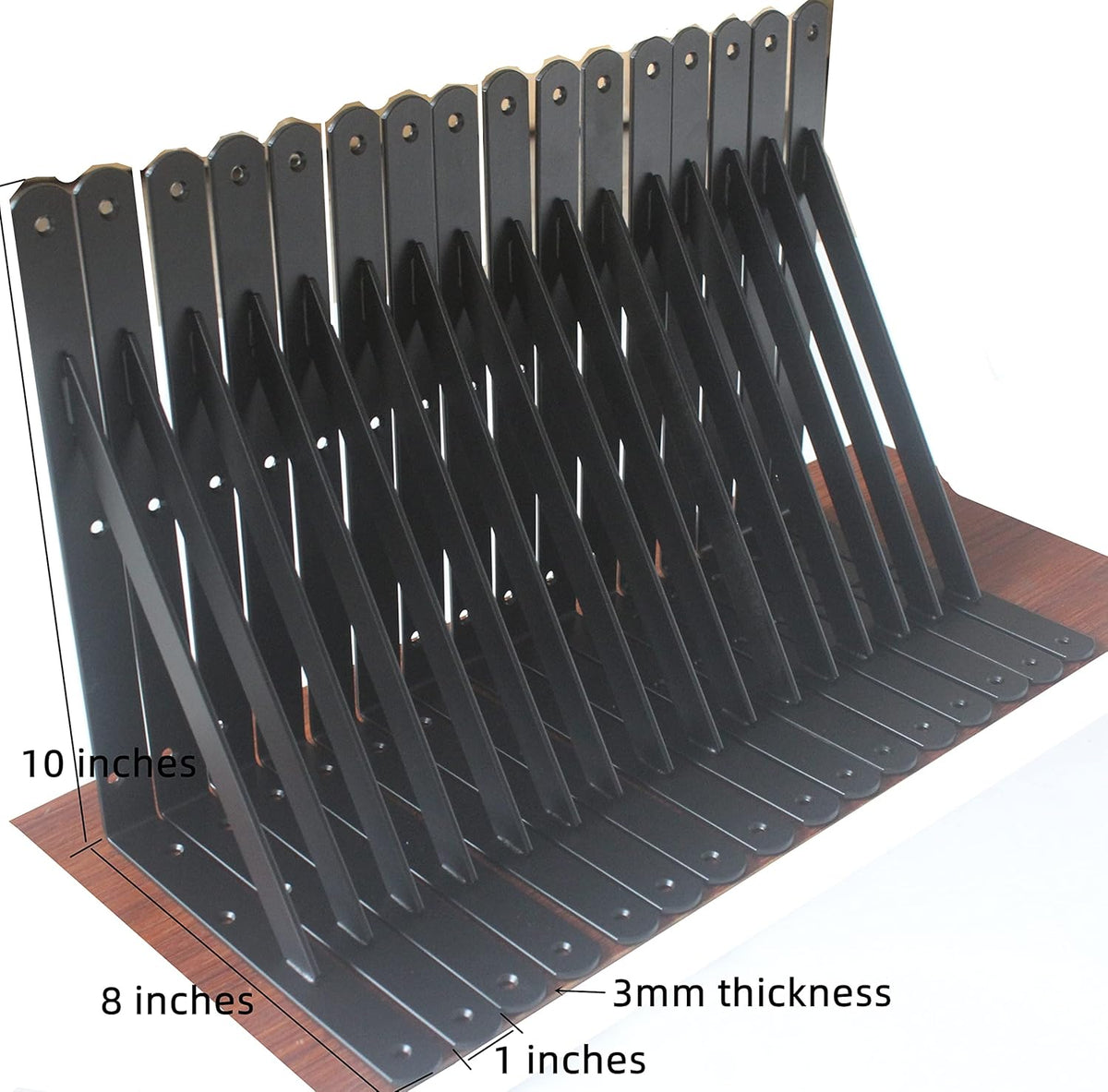 MHMYDZ 32 Pack L10 x H 8" Black Heavy Duty Shelf Brackets with Screws Metal Shelf Brackets Shelf Support Angle Brackets for Shelves L Brackets Heavy Duty Floating Shelf