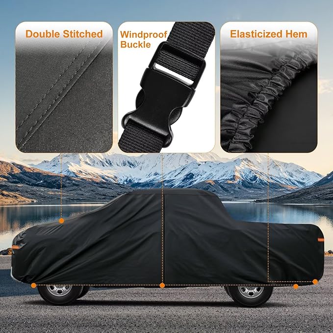Kayme Truck Cover Custom Fit GMC Canyon(2004-2025) Extended/Crew Cab Short Bed. Full Exterior Heavy Duty Outdoor Pickup Truck Car Cover Waterproof All Weather.Car Tarp for Wind Sun Dust Protection.