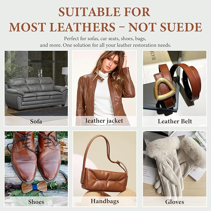 Leather Recoloring Balm Leather Color Restorer Scratch Repair Leather Paint for Furniture Couches Car Seats Shoes Bags Leather Dye and Scratched Leather with Leather Conditioner - Gray