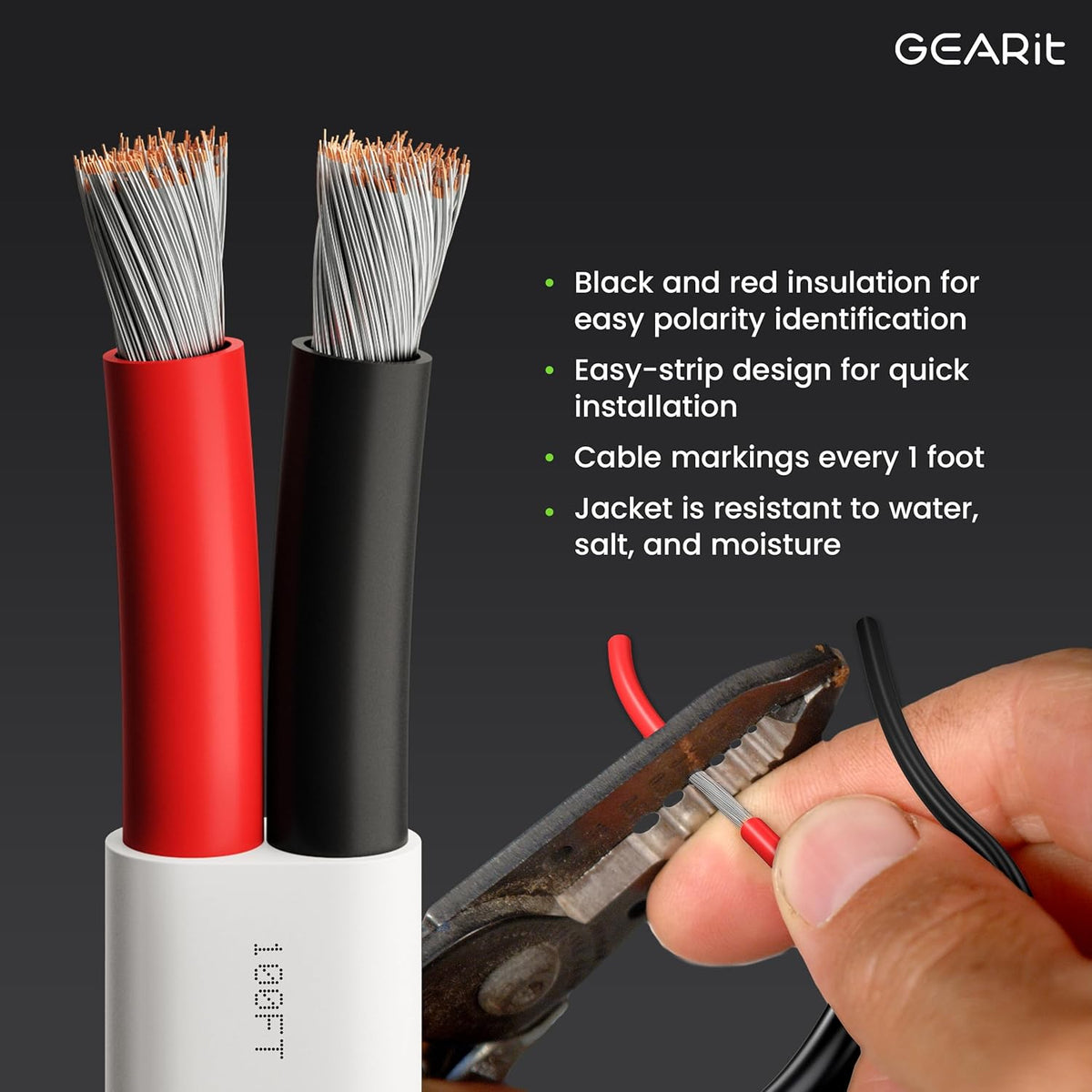 GEARit 12 Gauge Marine Wire, 12/2 AWG (200ft) Marine Grade Tinned Copper Oxygen Free, Duplex 2-Conductor Insulated Red & Black Electrical Cable for Boat, Automotive, RV, Camper, Trailer