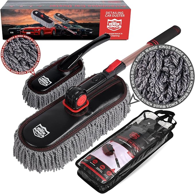 Car Duster Set,Car Duster Exterior Scratch Free with Extendable Handle,Large and Small Car Brushes Remove Dust for Cars and Trucks,Microfiber Car Interior Brush