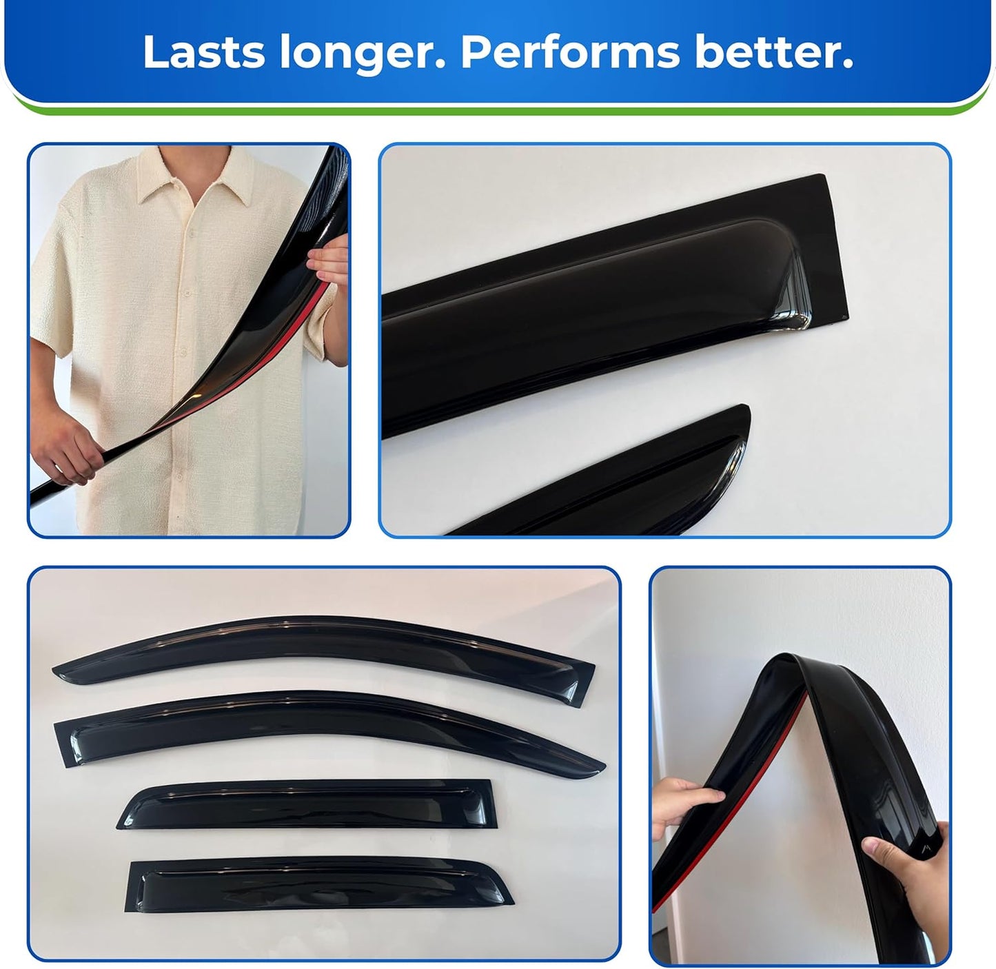 KPY Window Visor Compatible with Volkswagen (VW) Passat 1997-2005, Rain Guard Window Vent Deflectors Tape-On Style, 1997 1998 1999 2000 2001 2002 2003 2004 2005
