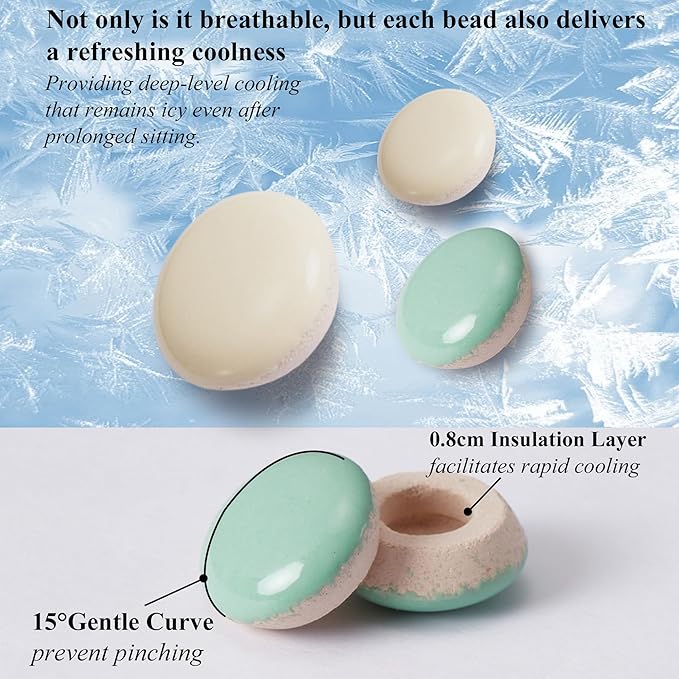 HOMREST Ceramic Seat Cushion for Back Pain Bead Seat Pad Mat Comfy Extreme Cooling Summer Massage Seat Cushions for Cars,Home Office Desk Chairs(Beige)