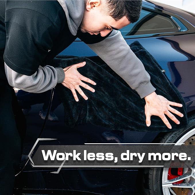 Blackline Car Drying Towel - 2ft x 3ft XL, Popular Pick Among Detailing Pros - 1300 GSM Microfiber - Absorbs Over 8lbs of Water - Leaves No Streaks, Spots or Scratches - Dries an Entire Vehicle