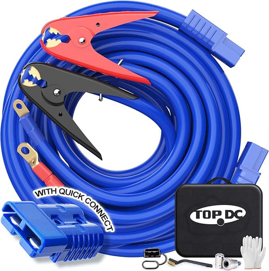TOPDC Jumper Cables,1 Gauge 30 Feet 800A Booster Cables with UL-Listed Clamps, Heavy Duty Automotive Quick Connect Booster Cables for Car, SUV and Trucks with Carry Bag