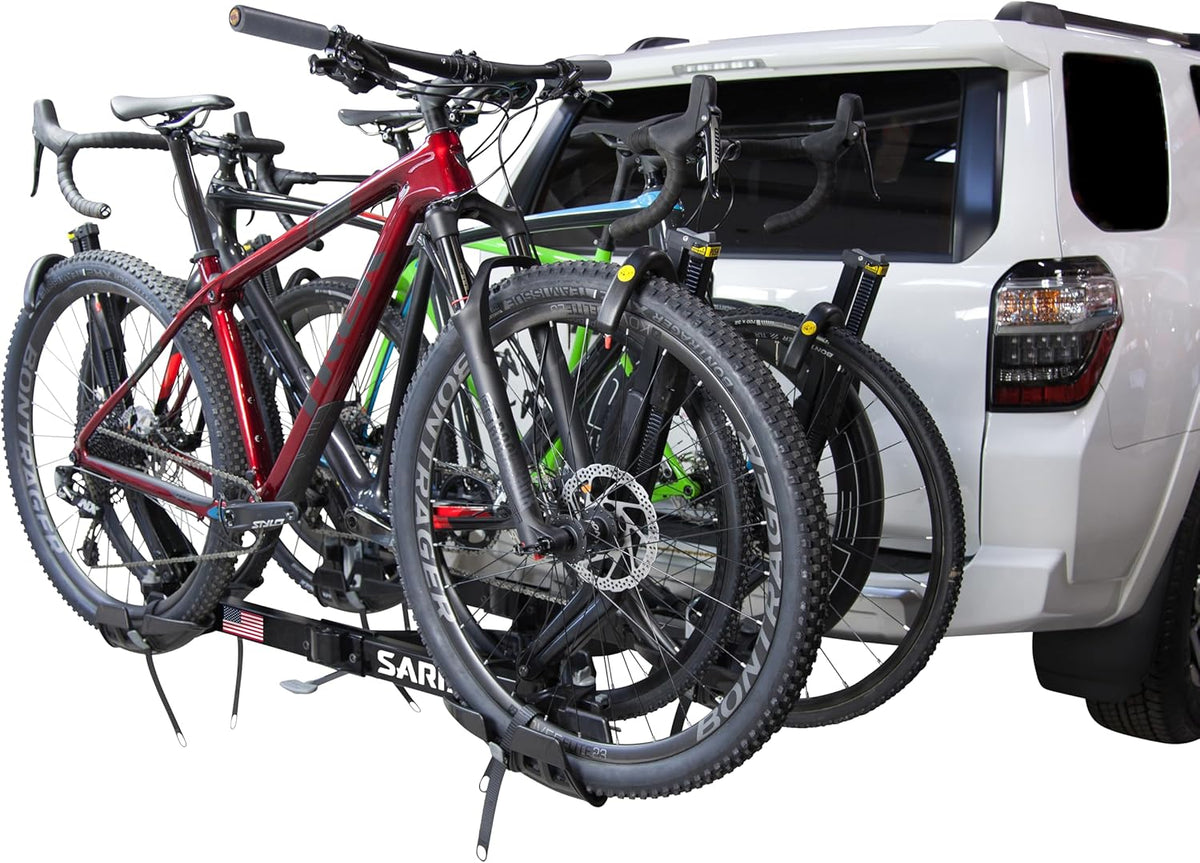 Saris SuperClamp EX 4-Bike Hitch Rack – Lightweight Platform Bike Carrier for Car, SUV, Truck – Tilting Design, Secure Wheel Clamping, Fits Road, Mountain, E-Bikes – 2" Hitch Receiver