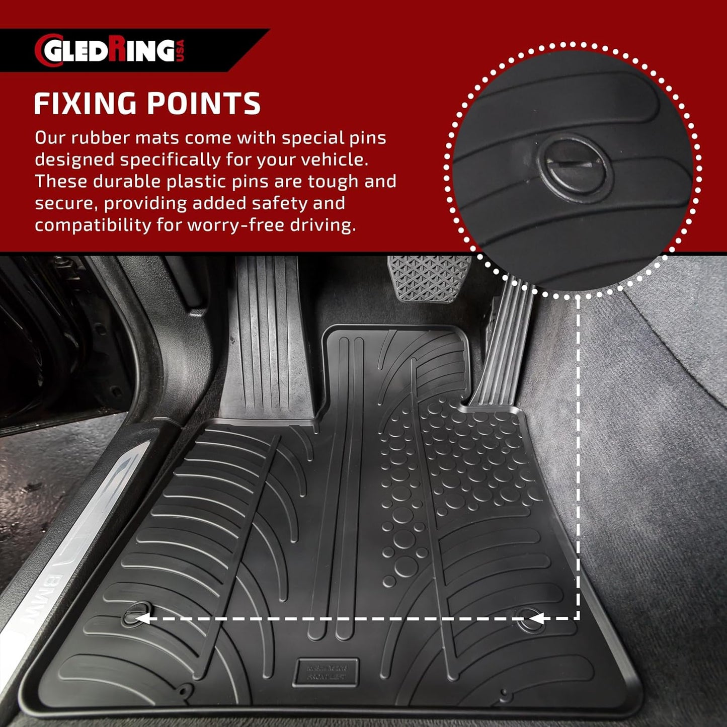 GledringUSA Custom Fit All-Weather Rubber Floor Mats Intended for Land Rover Range Rover Evoque (L551) 2019-2025, No Trimming Required, Protects from Rain, Mud, & Snow