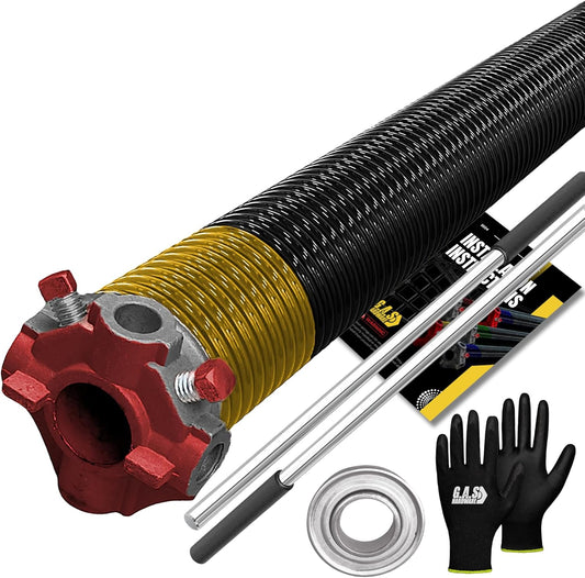 Garage Door Torsion Spring 250x2x30 Torsion Springs for Left Side of Garage Door with 1" Steel Bearing, Gloves, and Winding Bars Precision E-Coating 5-Year Warranty Minimum 30,000 Cycles (Red Cone)