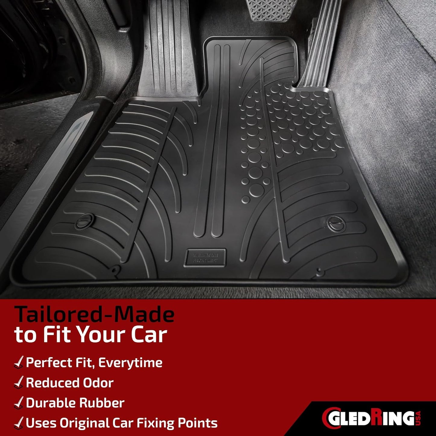 Gledring USA Custom Fit All-Weather Rubber Floor Mats Intended for Mercedes Benz GLE Class/AMG GLE 43/63 / 63S / GLE 450 AMG (W166) 2016-2019, No Trimming Required, Tailored Custom Fit